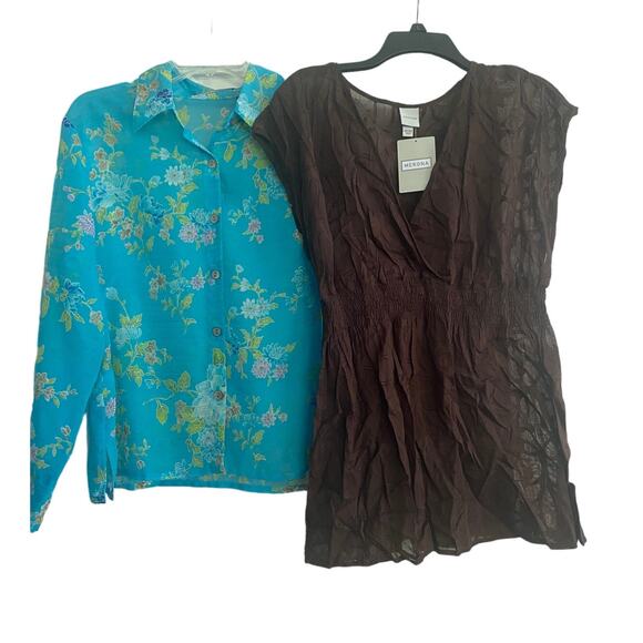 NWT Lot of 2 Women's Size 16W/18W Blouses Tops Merona Crazy Horse Collection - Picture 1 of 8